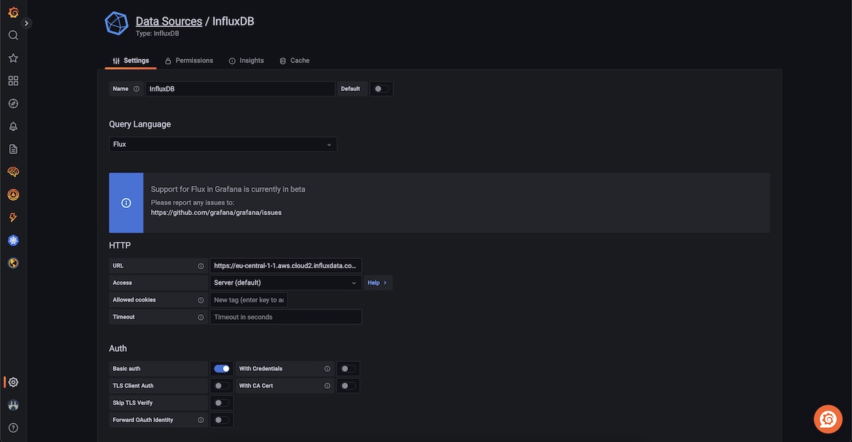 Configuring InfluxDB datasource in Grafana - part 1