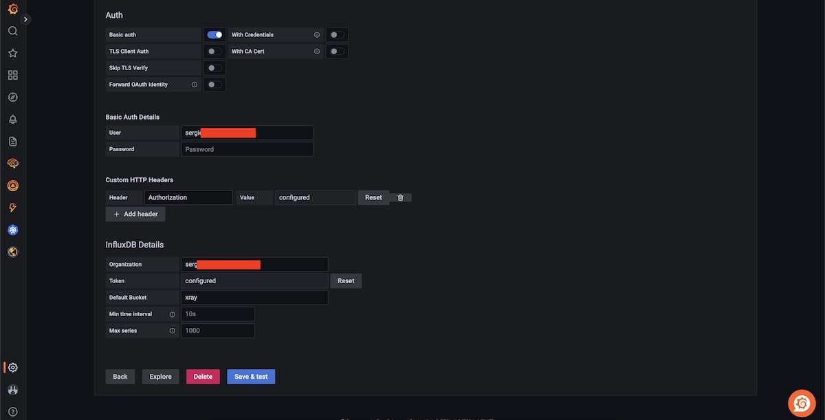 Configuring InfluxDB datasource in Grafana - part 2