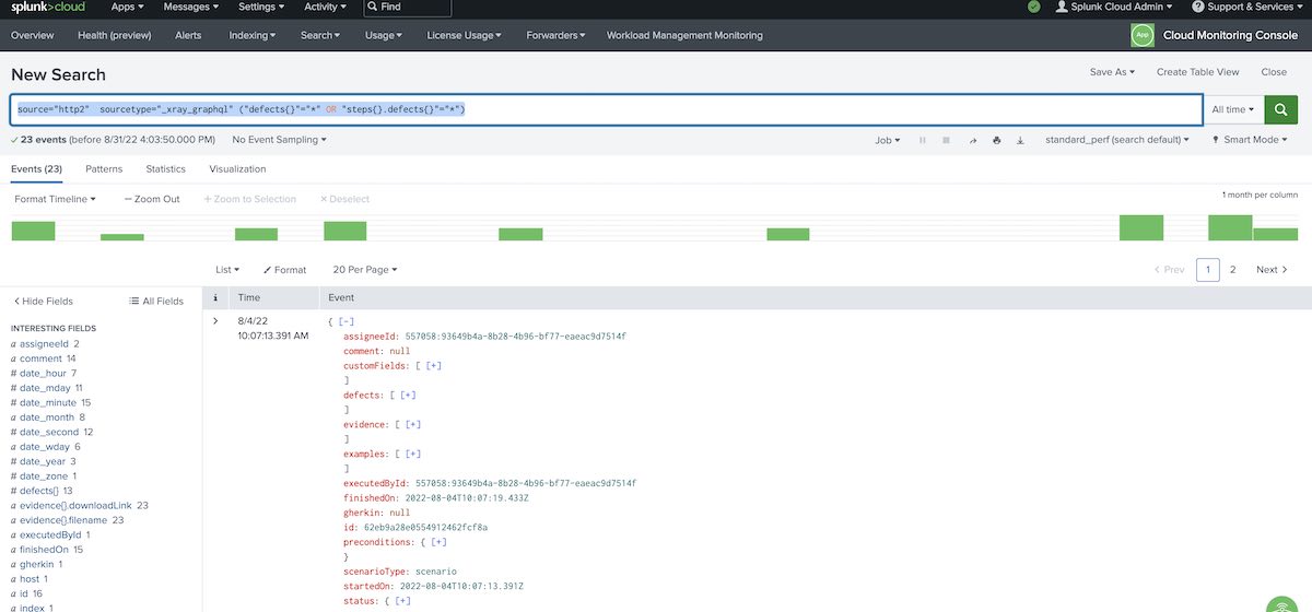 Searching test runs in Splunk by comment