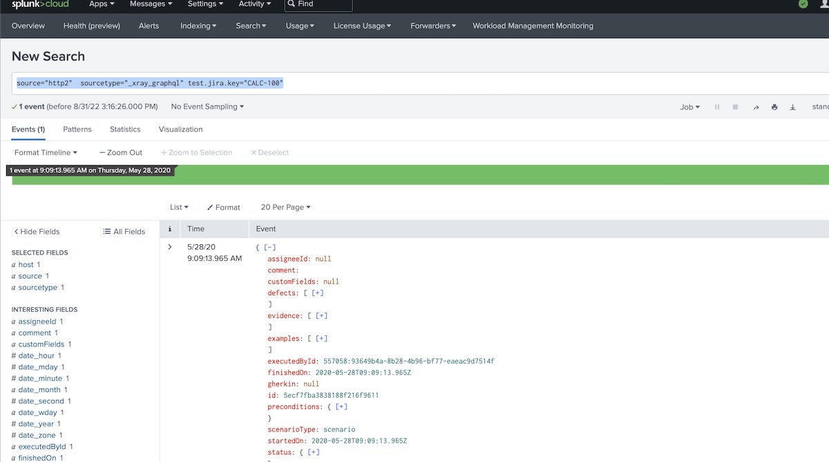 Searching test runs in Splunk by Test key