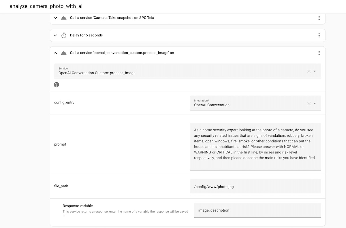 Analyze image with AI automation rule