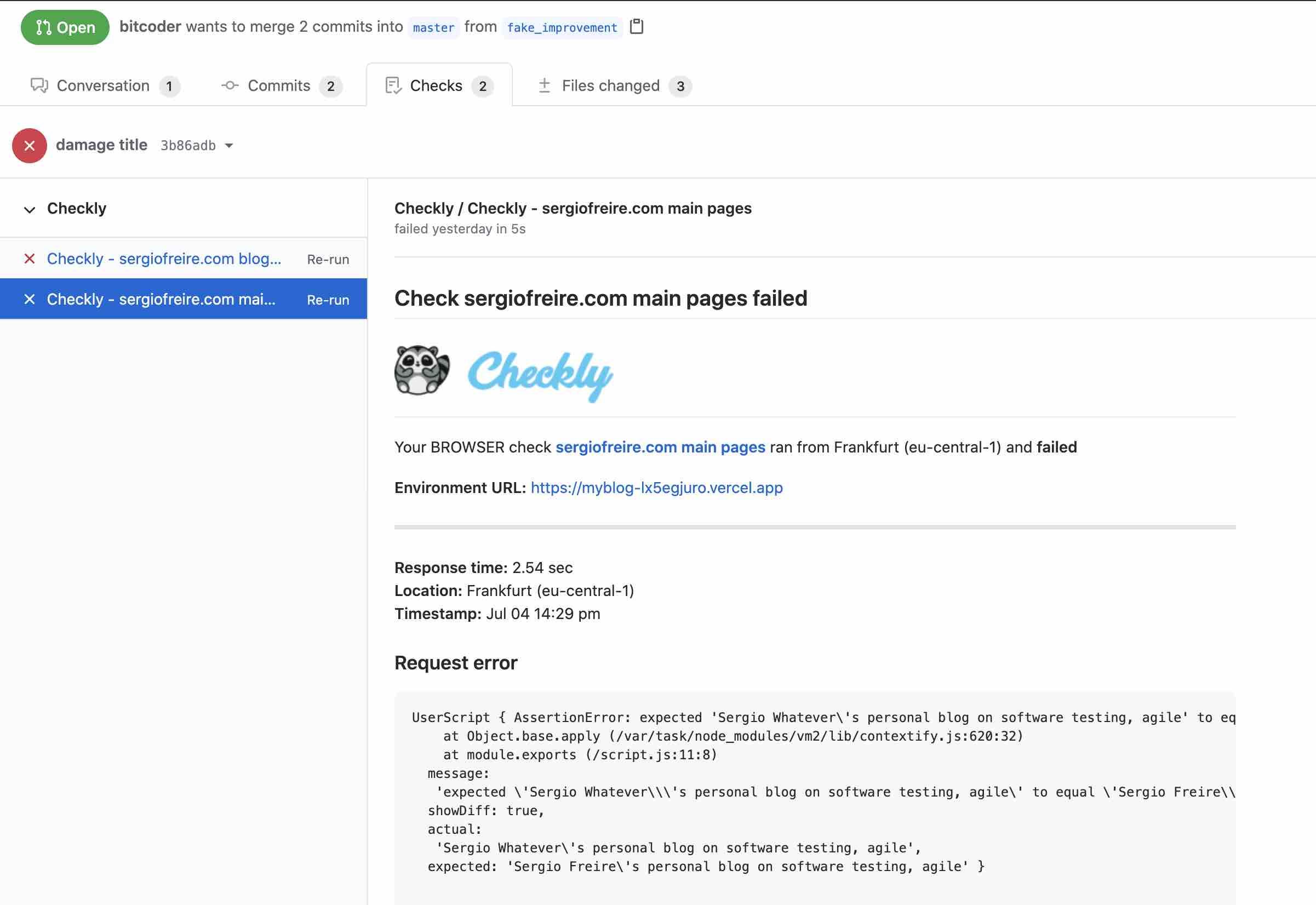 github checkly detail