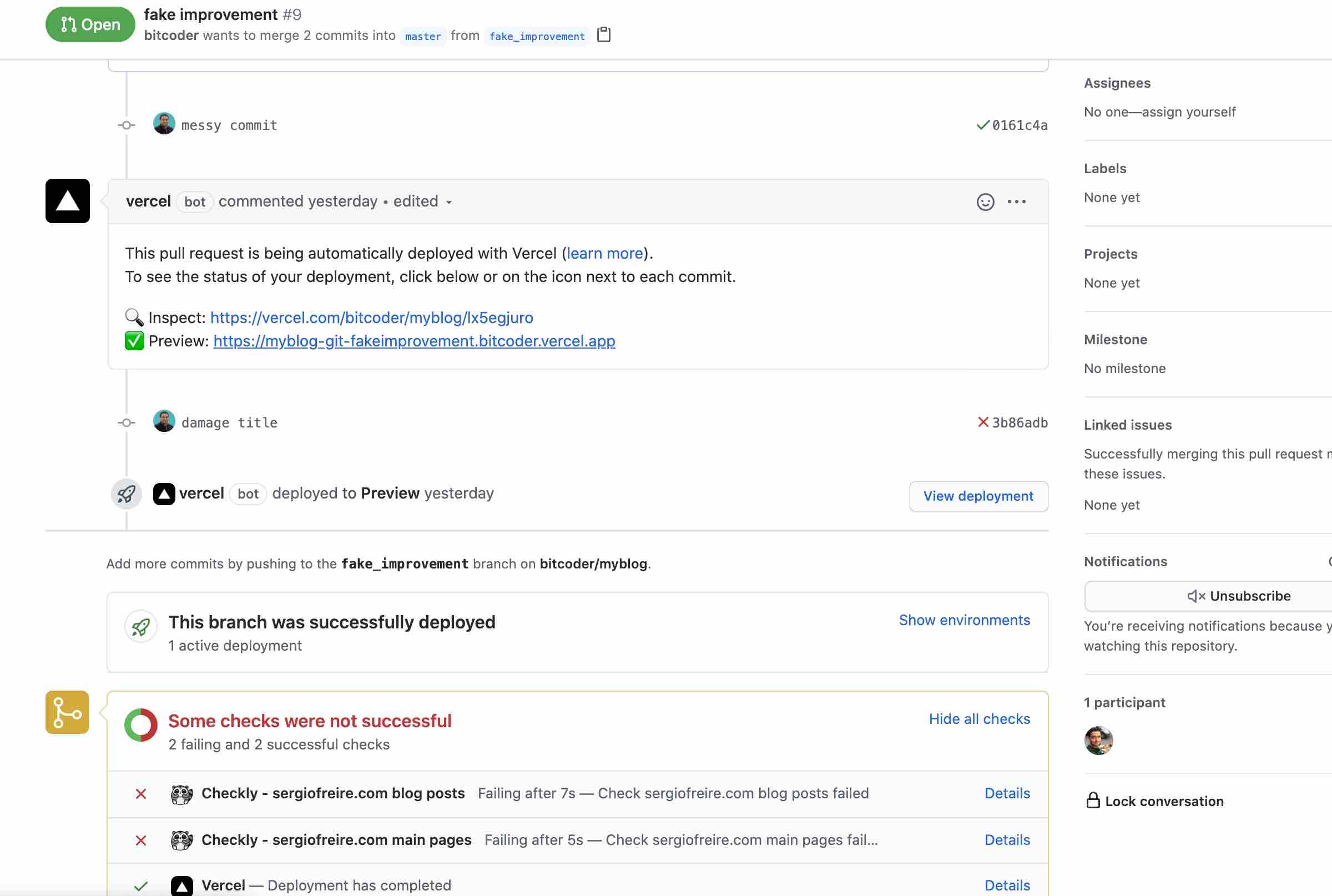 github PR feedback