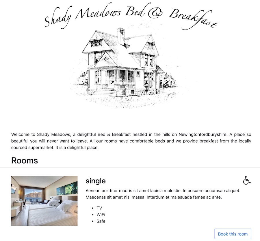 Restful Booker Platform of "Shady Meadows B&B"